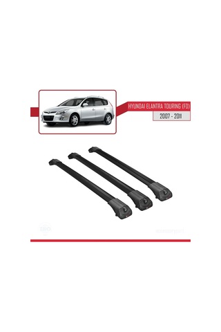 Hyundai Elantra Touring Fd 2007-2011 Arası İle Uyumlu Ace-1 Ara Atkı Tavan Barı Siyah 3 Adet Bar