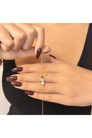 Uretti - Mehtap 4435 - El Yapımı 925 Ayar Gümüş Tasarım Halhal - Gold Gold