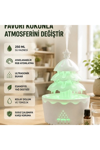 Rgb Aydınlatmalı Şans Ağacı Aromaterapi Difüzörü 250 Ml Hava Nemlendirici
