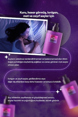 Gece Boyu Saçları Besleyen Onaran Ve Nemlendiren Saç Bakım Kremi Kundal Night Repair Treatment 470ml