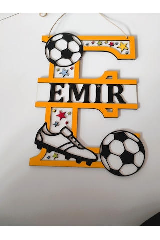 Kişiye Özel Çocuk Odası Kapı Süsü Turuncu - Beyaz