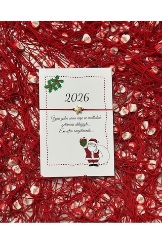 Yılbaşı Yeni Yıl Dilek Bilekliği 2026 Özel Tasarım Kartlı Hediyelik 10 Adet