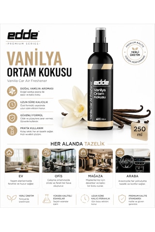 Edde Vanilya Kokulu Ferah Kalıcı Araba Araç Oto Kokusu Araç Içi Kokuları 250 Ml Oto Parfümü Oto Detailing 250ml