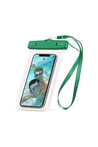 Yüksek Kaliteli Tüm Telefonlara Uyumlu Yağmur Su Geçirmez Waterproof Deniz Havuz Altı Telefon Kılıfı Yeşil