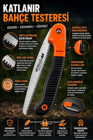 Katlanır Bahçe Testeresi 180 Mm Profesyonel Budama Testeresi Kilitli Kamp Ve Ağaç Kesme Testeresi