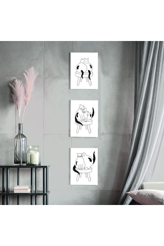 3’lü Poster Yan Yana Serisi - Kediler 21×30 cm