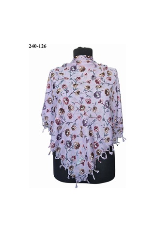 Dolce Cotton Desenli Sökme Boncuklu Eşarp 240-126 Çok Renkli