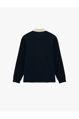 Koton Regular Fit Uzun Kollu Pamuklu Renk Kontrastlı Düğmeli Polo Yaka Sweatshirt Lacivert 6sam70048mk Lacivert