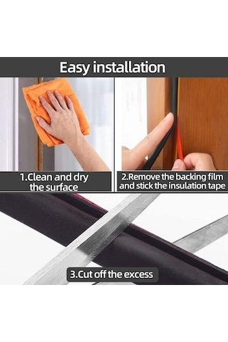 Novahub Anlamı Koruyan D Şekli Kapı Contası, Siyah, 6m, Ses Yalıtım, Hava Sıyırma Şeridi 6 M