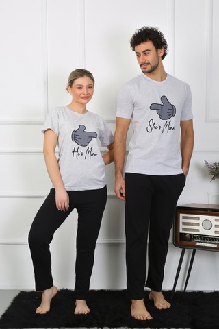 Akbeniz Erkek Pamuk Penye Sevgili Kombini Pijama Takımı Gri 50126 Tek Takım-gri Erkek Gri