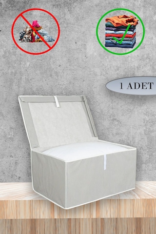 1 Adet Kapaklı Kutu Hurç 50x40x30 Midi Boy Gri