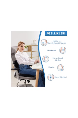Hasby Visco Ortopedik Bel Sırt Yastığı Minderi Sabit Lastikli