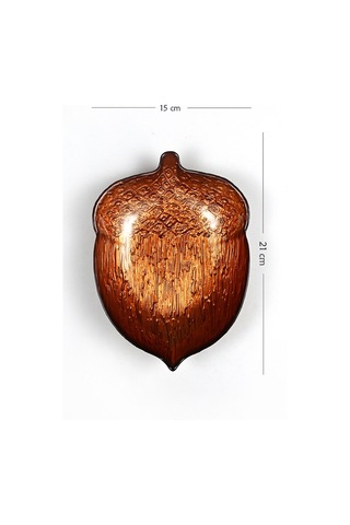 Kahverengi Fındık Servis Sunum Tabağı Dekoratif Tabak 21 X 15 Cm