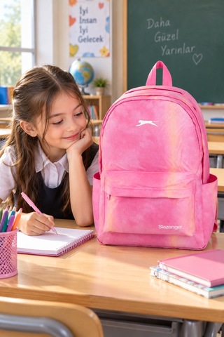 İlkokul Okul Çantası Slazenger Armor Pink Sırt Çantası 43x30x15 Cm Desenli