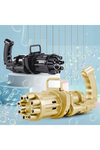 2 Adet Siyah Gold Çoklu Köpük Atan Köpük Tabancası Vıp Bubbles Gun Pilli Baloncuk Tabancası 20x7 Cm