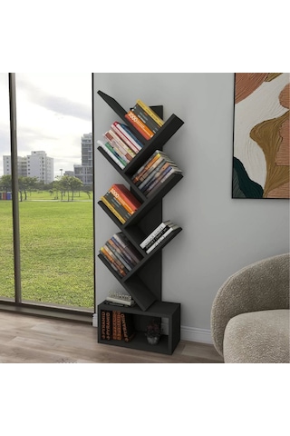 Reyo Home Enda Erine 8 Raflı Zikzak Kitaplık Antrasit