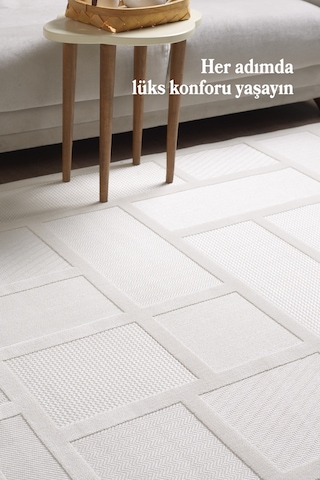 Modern Halı Yıkanabilir Halı Kaymaz Tabanlı Halı Boho Halı Salon Halısı Mutfak Halısı Sisal Yolluk Krem