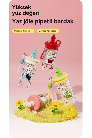 Yeni Büyük Kapasiteli Karikatür Pipetli Bardak Yavru Köpek