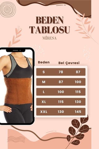 Miresa Mirhot Yün Bel Korse Bel Kuşağı Sıcak Tutar Yünlü Korse Kahverengi