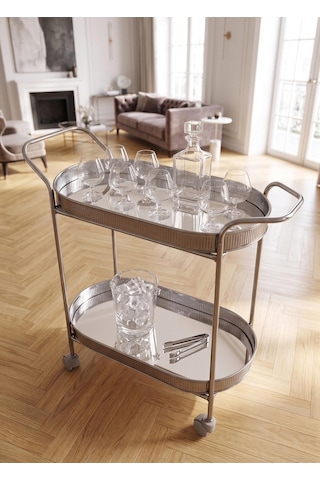 The Mia Servis Arabası Krom 2raflı Tekerlekli 80x56x32 Cm Gümüş