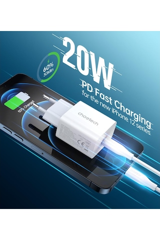 Choetech PD 20W USB-C Hızlı Güç Adaptörü - Apple Uyumlu iPhone  Hızlı Şarj