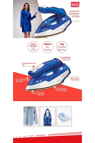 Evia Holiday EA-4603 1100 W Seyahat Ütüsü