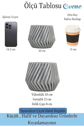 Saksı Çiçek Kaktüs Saksısı Lüx 13 Cm Mekanik Dişli Desen Saksı Çiçeklik - Gümüş Eskitme