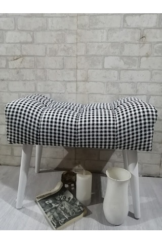 Puf ,siyah-beyaz ,puf Kazayağı Keten Kumaş ,beyaz Ayak ,çima Diki
