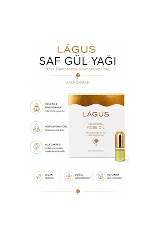Lágus Saf Gül Yağı Rosa Damascena Aromaterapi Yağı Kalp Çakrası 20 ML