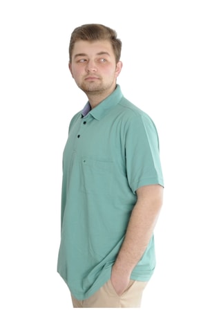 Mode Xl Erkek Tshirt Polo Yaka Cepli Klasik Pike 20552 Çağla Yeşili 001