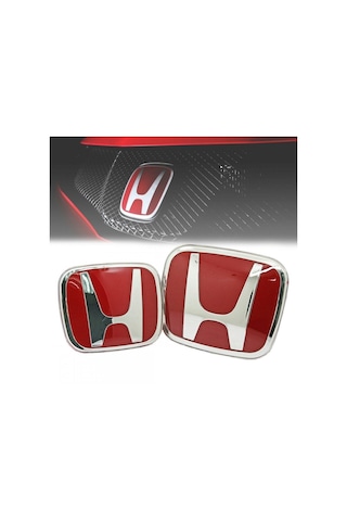 Autogp Honda Civic Fc5 Uyumlu Panjur Ve Bagaj Logosu Arması Kırmızı Takım 2li Set 2016+