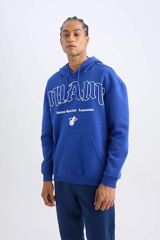 DeFactoFit NBA Miami Heat Boxy Fit Kapüşonlu Kanguru Cepli Kalın Sweatshirt D3229AX24WNBE181 Mavi