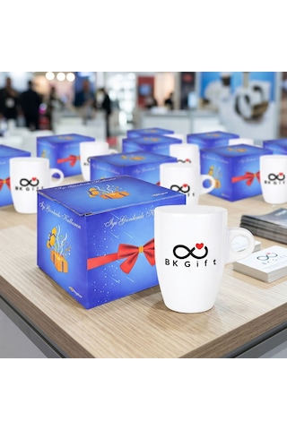 Bk Kurumsal Promosyon Logolu Latte Beyaz Kupa Bardak 10 Adet Logo Baskılı