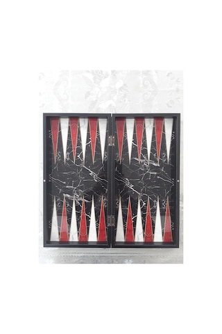 Yenigün Siyah Marble Büyük Tavla Takımı