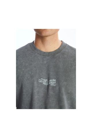 LC Waikiki Xsıde Antrasit Bisiklet Yaka Uzun Kollu Baskılı Erkek Sweatshirt Lıght Anthracıte