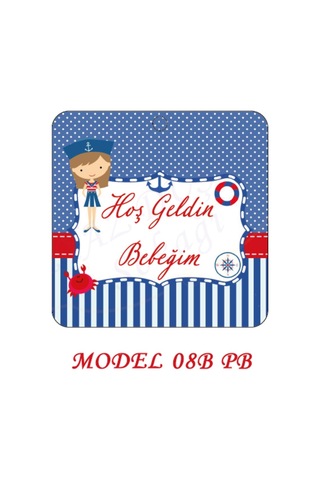 Beyazdüşlersokağı Şekilli Etiket (25 Ad) Bebek Süsü,Doğum Günü,Denizci (Etk-08B)