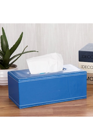 Neevoyu Büyük Boy Mavi Kürk Desenli Deri Mendil Kutusu - Ev, Otel, Araç İçin Pratik Kullanım, Kaliteli Ve Dayanıklı Mavi Koyun Cilt Desenli