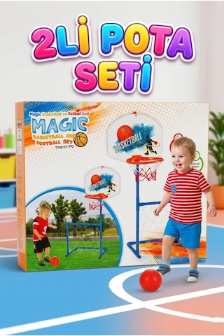 Sihirli Basketbol Ve Futbol Kalesi 2'si 1 Arada 85cm Eğitici Spor Oyuncak Seti