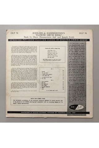 Rodgers & Hammerstein Flower Drum Song Lp Plak Orjnal 1963 Dönem Amerika Baskı Plak