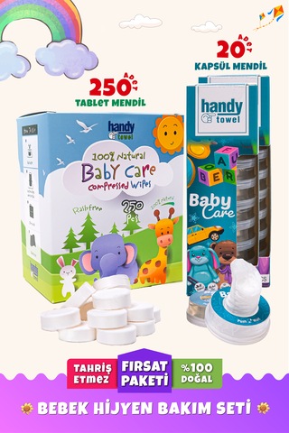 Handytowel Bebekler İçin Sıkıştırılmış Tablet Mendili 250 Adet