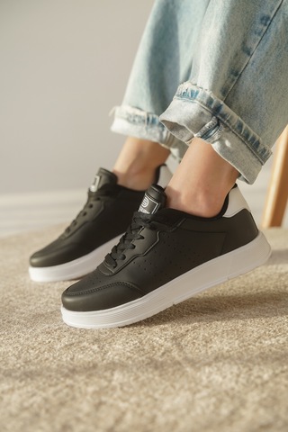 Daxtors D0158 Günlük Ortopedik Kadın Sneaker Spor Ayakkabı Siyah-beyaz