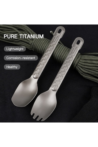 Pazly Yürüyüş Ve Piknik İçin Titanyum Renkli Hafif Kamp Kaşık Takımı Ev Dışı Kullanım Çok Renkli