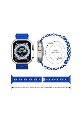 Apple Uyumlu Watch 42mm 44mm 45mm 49mm 1/2/3/4/5/6/se/7/8/ultra Akıllı Saat Ocean Kordon Ve Kayışı Mavi