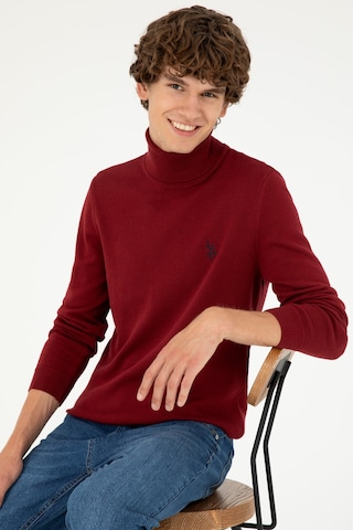 U.S. Polo Assn. Erkek Slim Fit Boğazlı Yaka Borda Basic Kazak 50293523-VR014