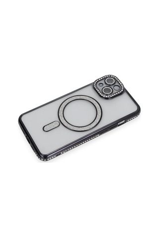Apple iPhone Uyumlu- 13 Kılıf Joke Simli Magneticsafe Kılıf - Siyah