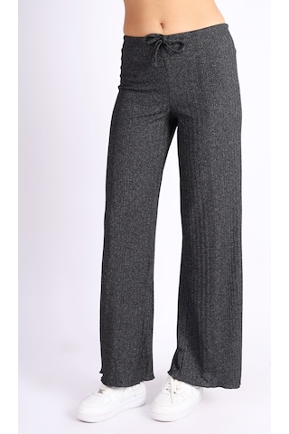 Soft&Basic Punta Raporlu Geniş Paça Siyah Pantolon Siyah