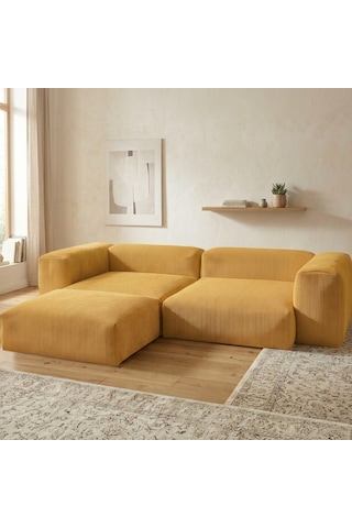 Relax Köşe Koltuk Takımı Sünger Koltuk Kanepe Divan Hardal