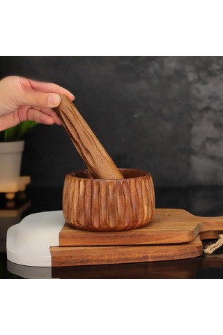 Mien Dayanıklı Ahşap Akasya Havan Set 2 Parça 7b44