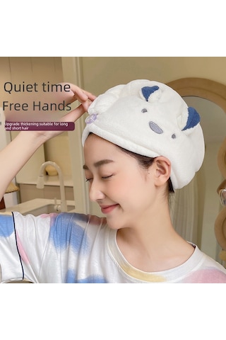 Yaozixa Kareli Pamuk Yumuşak Kuru Saç Şapka, Ultra Absorban Triangular Desenli Banyo Kapağı, Japon Stili Kartoon Tavşan Kulaklı Saç Kurutma Havlusu Diğer