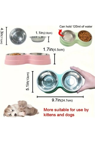 Maxaccess C Paslanmaz Çelik Kaymaz Tabanlı Kedi Köpek Mama Ve Su Kabı